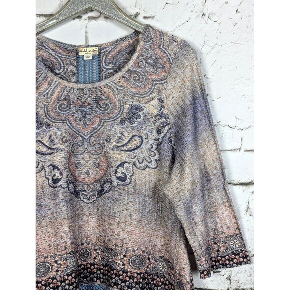 WORLD UNITY Boho Lagenlook Pullover Knit Top Tunic Artsy Lace Size 2X - Picture 3 of 9